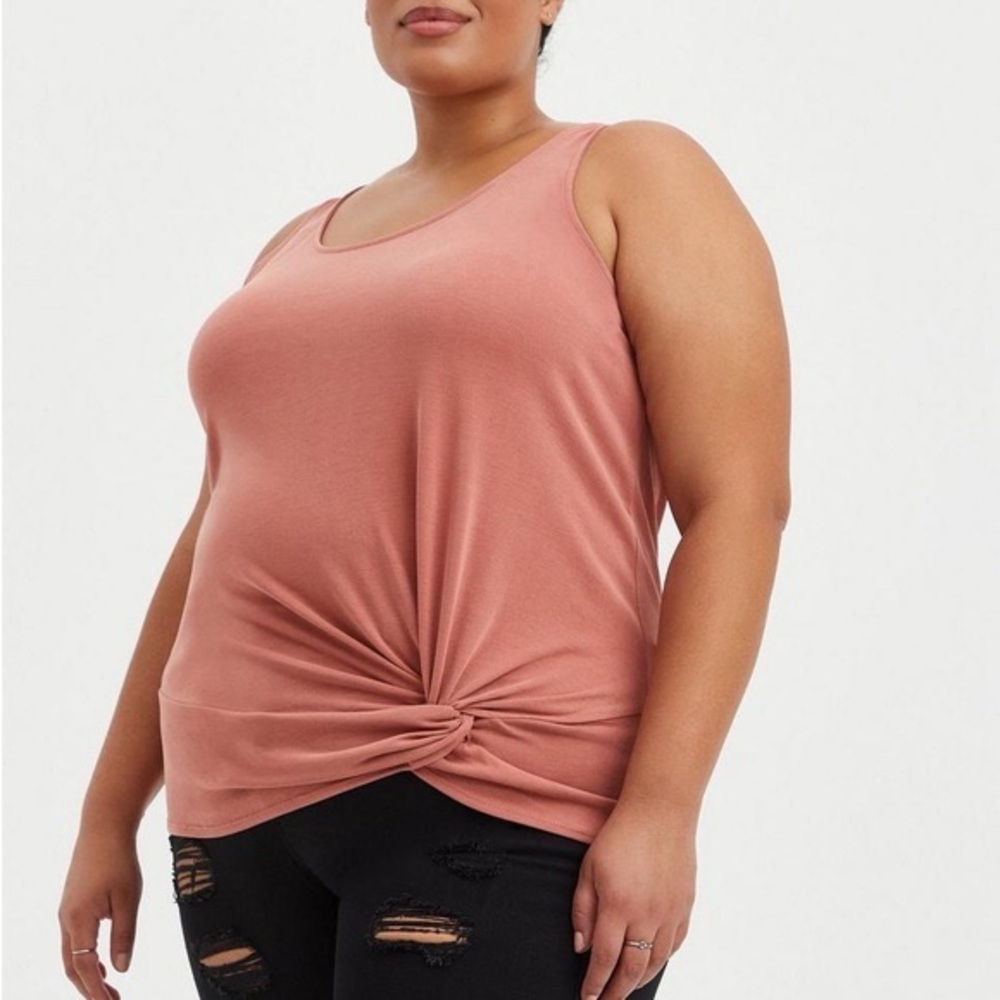 torrid Sleeveless Tanktop Cupro Knot Front Tank Coral Pink Plus Size 4X